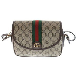 Gucci Ophidia GG Shoulder Bag Supreme Canvas Beige Brown Leather